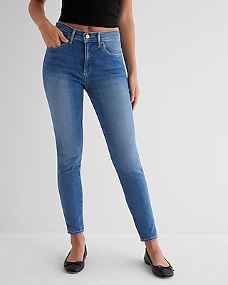 Mid Rise Medium Wash Skinny Jeans