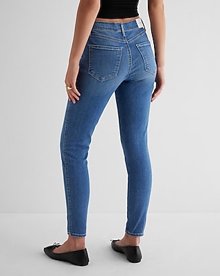 Mid Rise Medium Wash Skinny Jeans