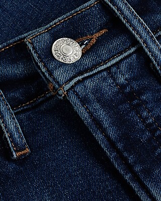 Mid Rise Dark Wash Raw Hem Skinny Jeans