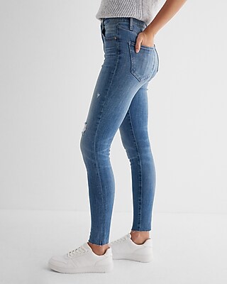 High Waisted Medium Wash Ripped Skinny Jeans - image 2