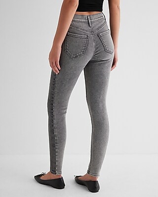 High Waisted Gray Wash Two-Tone Skinny Jeans