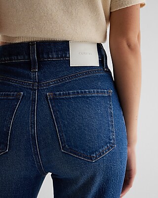 High Waisted Dark Wash Raw Hem '90s Skinny Jeans