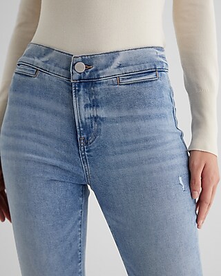 Mid Rise Light Wash Tall Hem Skyscraper Jeans