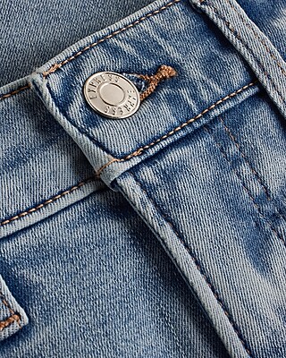Mid Rise Light Wash Ripped Raw Hem Cropped Skinny Jeans