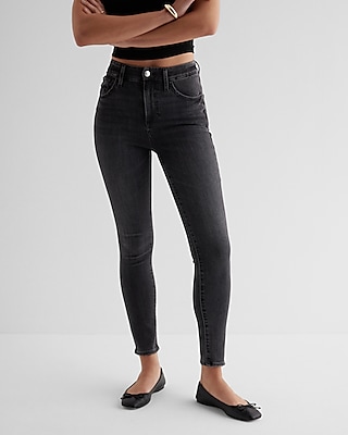 High Waisted Washed Black FlexX Skinny Jeans