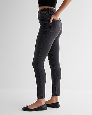 High Waisted Washed Black FlexX Skinny Jeans