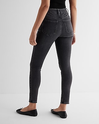 High Waisted Washed Black FlexX Skinny Jeans