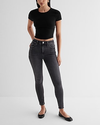 High Waisted Washed Black FlexX Skinny Jeans