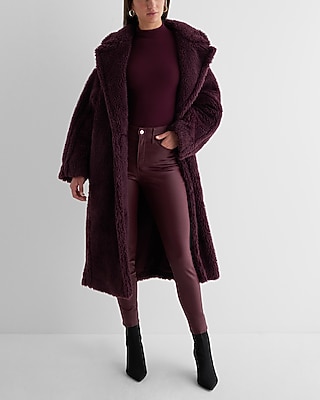 High Waisted Burgundy Coated Skinny Jeans