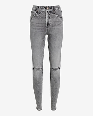 High Waisted Gray Wash Knee Cutout '90s Skinny Jeans