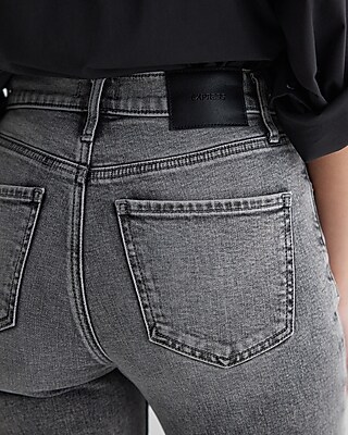 High Waisted Gray Wash Knee Cutout '90s Skinny Jeans