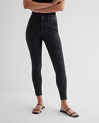 High Waisted Black Coated Skinny Jeans