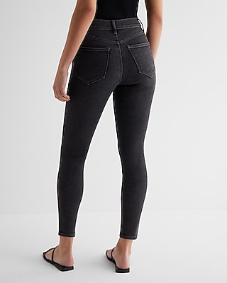 High Waisted Washed Black Utility Skinny Jeans