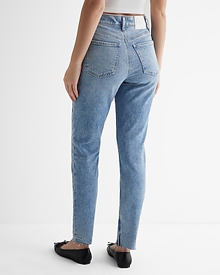 High Waisted Light Wash Zip Raw Hem '90s Skinny Jeans