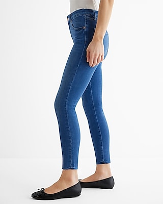 Mid Rise Medium Wash FlexX Cropped Skinny Jeans