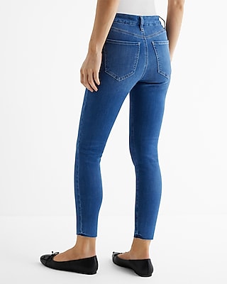 Mid Rise Medium Wash FlexX Cropped Skinny Jeans