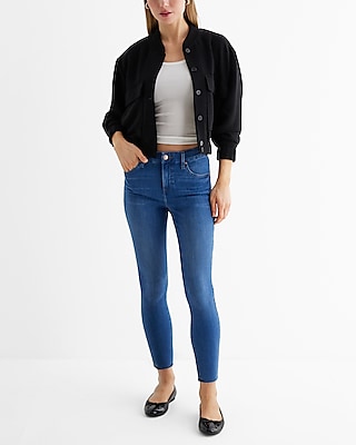 Mid Rise Medium Wash FlexX Cropped Skinny Jeans