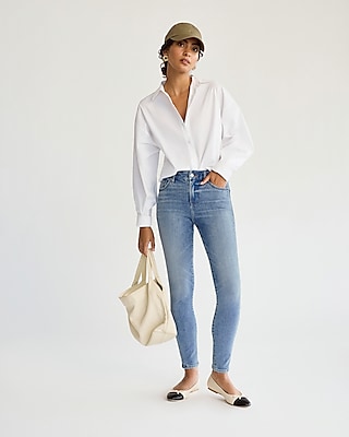 Mid Rise Light Wash FlexX Cropped Skinny Jeans