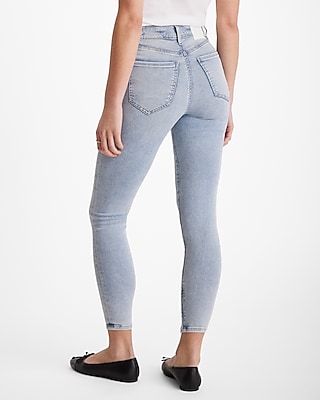 Mid Rise Light Wash Zip Hem Skinny Jeans