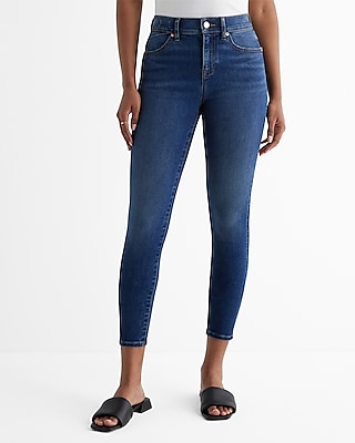 Mid Rise Dark Wash Cropped Skinny Jeans