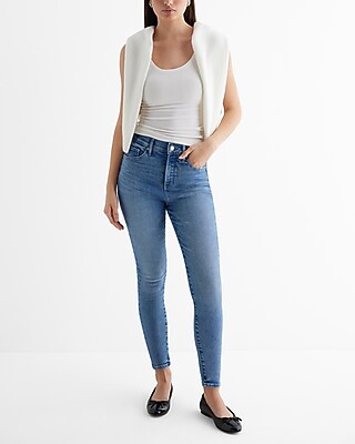 High Waisted Medium Wash Skinny Jeans