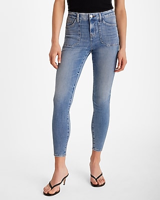 Mid Rise Medium Wash Patch Pocket FlexX Skinny Jeans