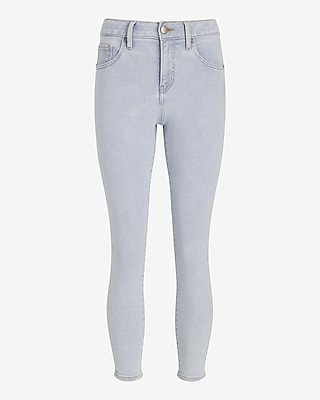 Mid Rise Light Wash Cropped Skinny Jeans