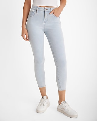 Mid Rise Light Wash Cropped Skinny Jeans