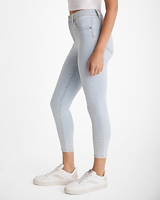 Mid Rise Light Wash Cropped Skinny Jeans