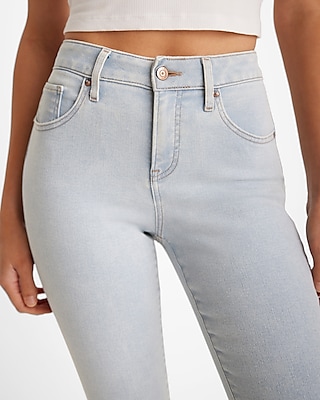 Mid Rise Light Wash Cropped Skinny Jeans