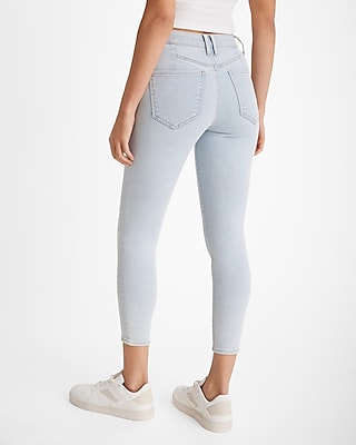 Mid Rise Light Wash Cropped Skinny Jeans