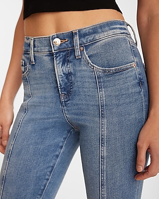 Mid Rise Medium Wash Seamed Skyscraper Jeans