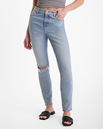 Ripped Knee Skinny Jeans 6 8 10 12 14 16 Jeans Womens High Waisted