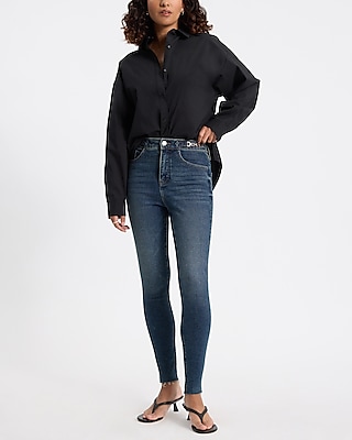 High Waisted Dark Wash Horsebit Hyper Sculpt Skinny Jeans