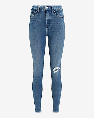 High Waisted Light Wash FlexX Ripped Skinny Jeans