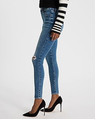 High Waisted Light Wash FlexX Ripped Skinny Jeans