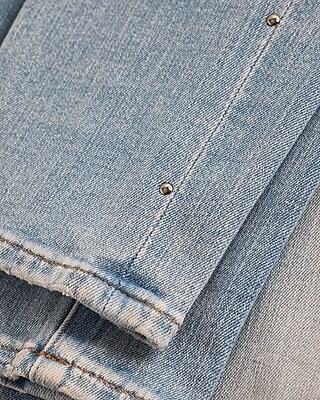 Mid Rise Light Wash Studded Skinny Jeans