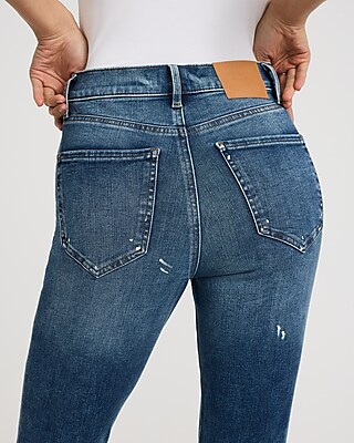Mid Rise Medium Wash Paint Splatter Skinny Jeans
