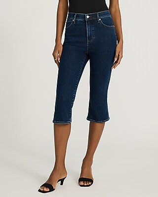 High Waisted Dark Wash Hyper Sculpt Capri Jeans