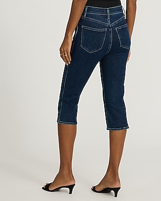 High Waisted Dark Wash Hyper Sculpt Capri Jeans