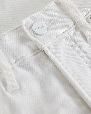 High Waisted White Cropped Skinny Jeans
