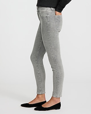 Mid Rise Gray Wash Skinny Jeans