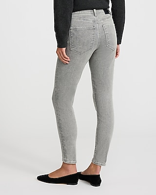 Mid Rise Gray Wash Skinny Jeans