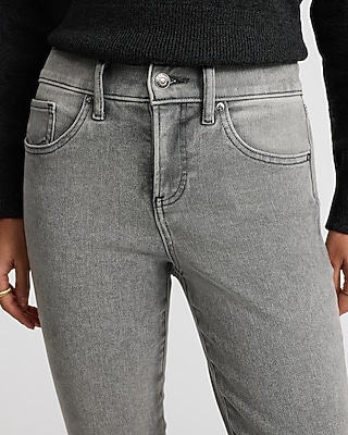 Mid Rise Gray Wash Skinny Jeans