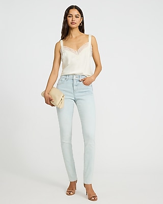 Mid Rise Light Wash Skinny Jeans