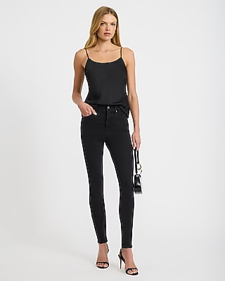 High Waisted Black Wash Skinny Jeans