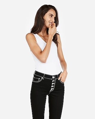 express button fly jeans