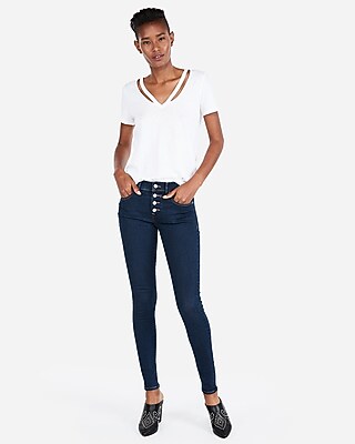 express button fly jeans