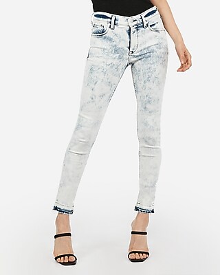 mid rise denim perfect raw hem ankle leggings