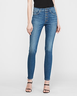 button fly stretch jeans